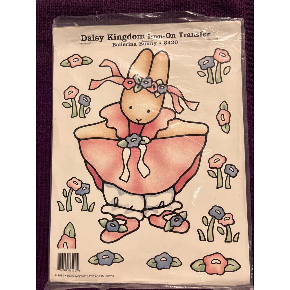 Daisy kingdom colored iron on transfers Ballet bunny 1989